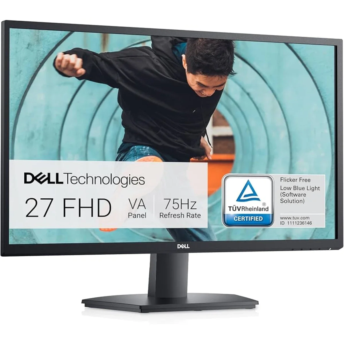 شاشة Dell E2725H مقاس 27 إنش Full HD VA، 75 هرتز، 5 مللي ثانية، AMD FreeSync