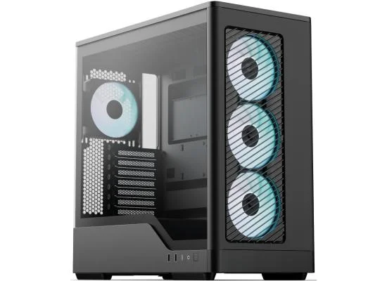 AeroCool D520A Black ARGB ATX Mid-Tower Tempered Glass Gaming Case with 4 ARGB Fans and Type-C - Thumbnail 4