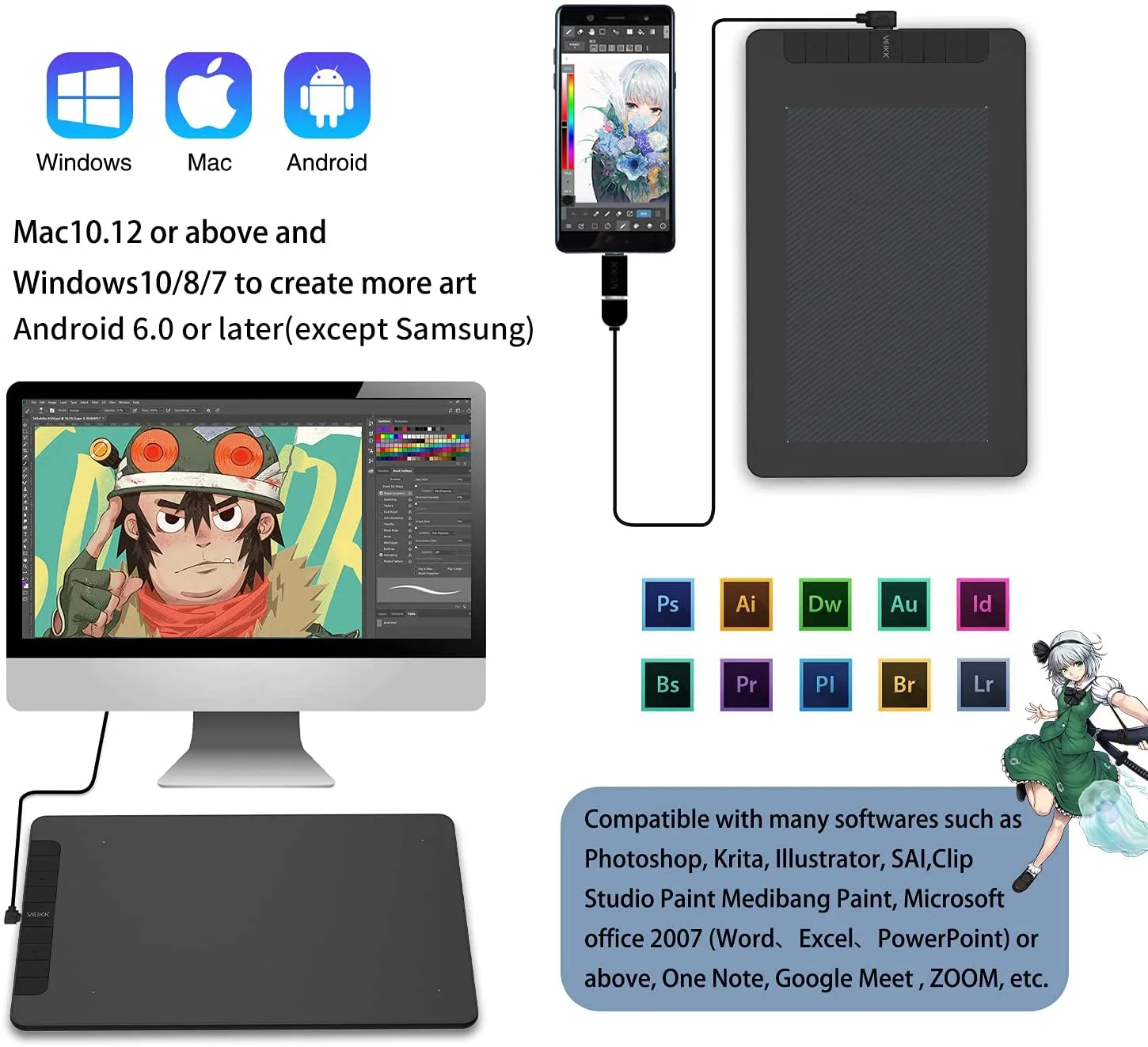 تابلت رسم VEIKK VK1060 بمساحة عمل 10×6 إنش - Image 9