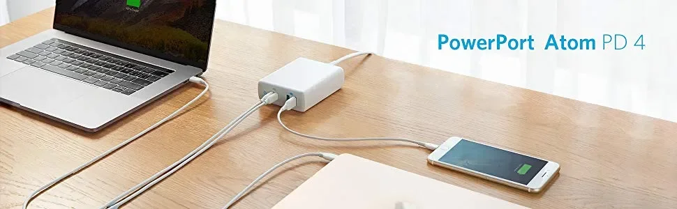 Anker PowerPort Atom PD 4 100W 4-Port USB-C Charging Station White - Thumbnail 7