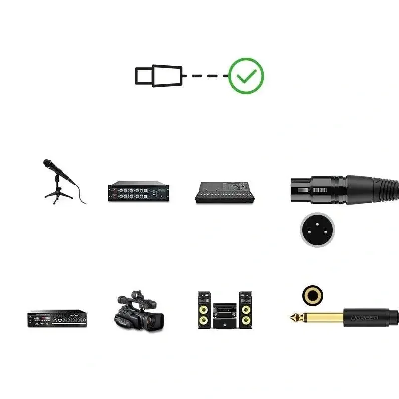 سلك صوت Ugreen 20719 من XLR أنثى إلى 6.35 مم جاك ذكر 2 متر - Image 2