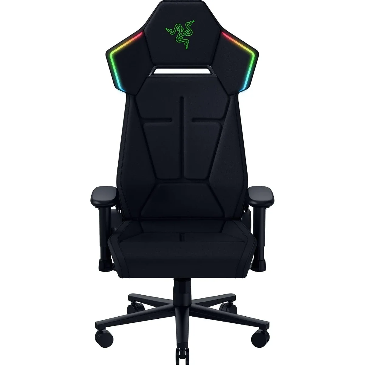 كرسي ألعاب Razer Soma Chroma قماش أسود بإضاءة RGB لاسلكية، دعم قطني، إسفنج مزدوج الكثافة وإمالة 155°