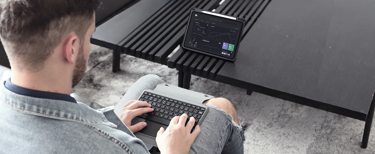 جراب لوحة مفاتيح Nillkin لجهاز iPad Air 13 إنش مع لوحة مفاتيح لاسلكية مضيئة قابلة للفصل ولوحة تتبع وحامل قلم - أسود - Thumbnail 19