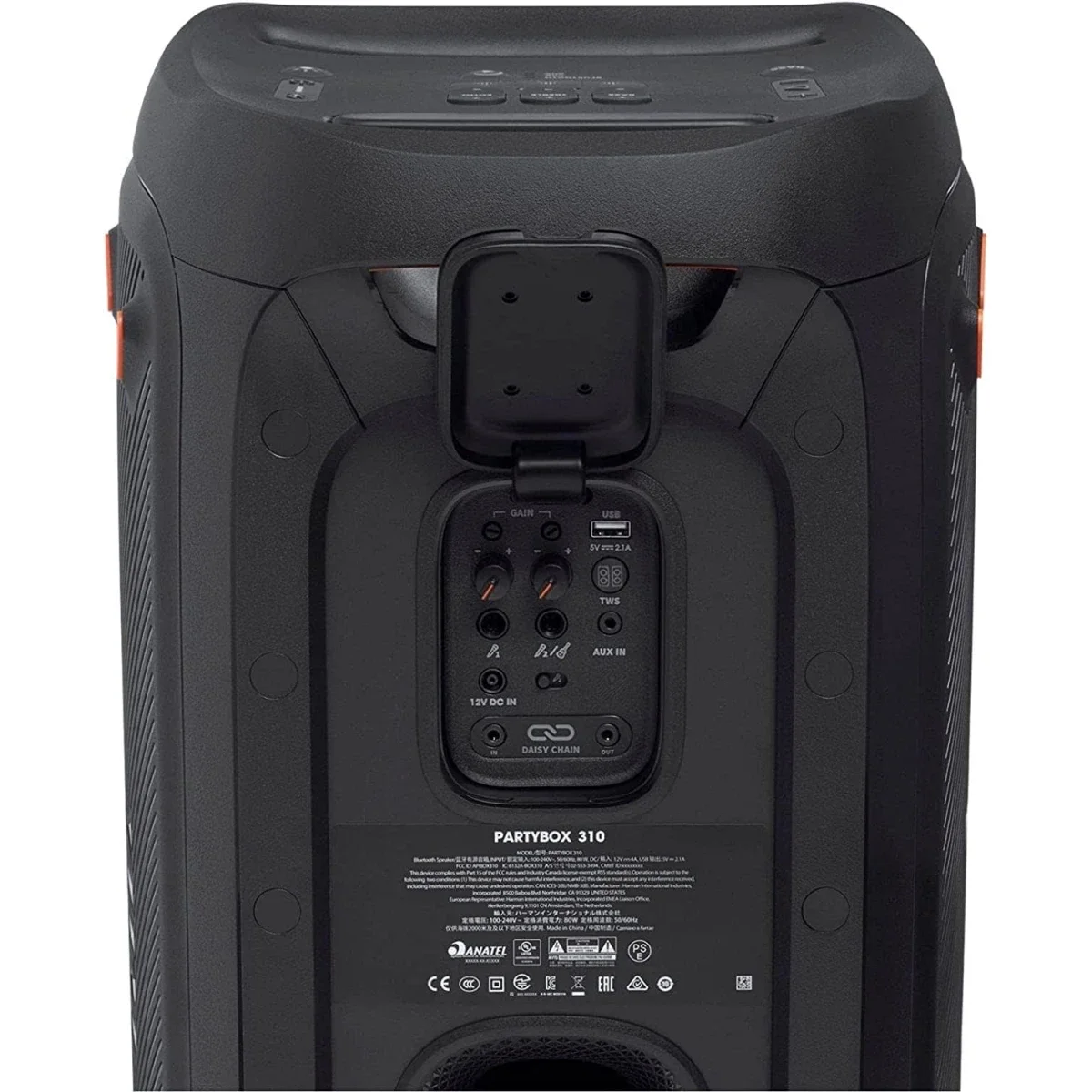 سماعة حفلات محمولة JBL PartyBox 310 بقدرة 240 واط وإضاءة، تشغيل حتى 18 ساعة ومقاومة رذاذ IPX4 - أسود - Thumbnail 7