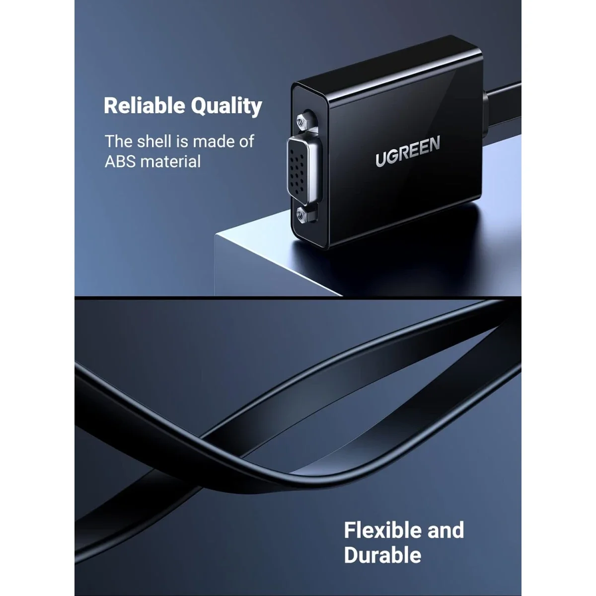 محول Ugreen نشط من HDMI إلى VGA مع منفذ صوت 3.5 مم، 1080P - Thumbnail 2