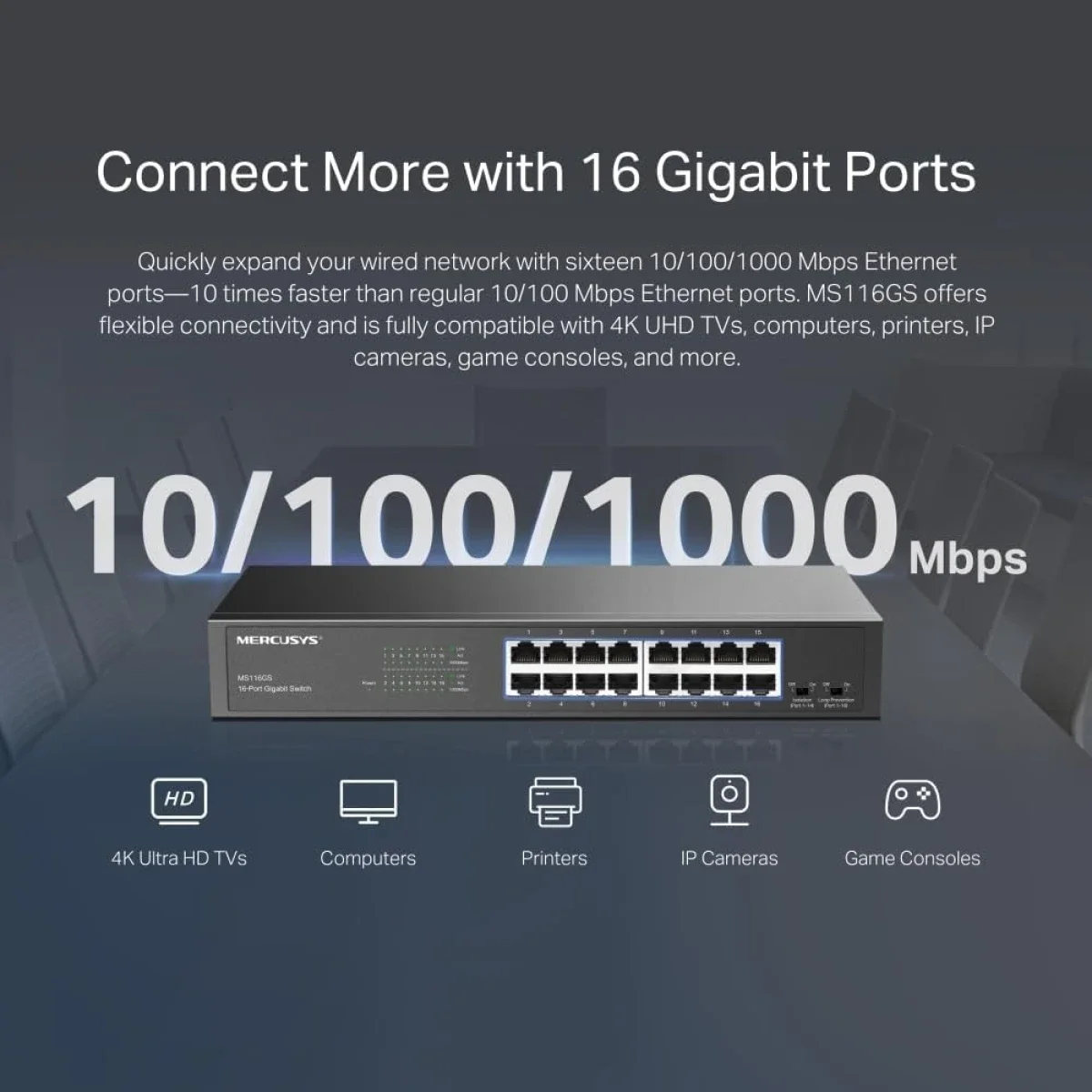 MERCUSYS MS116GS 16-Port Gigabit Unmanaged Desktop/Rackmount Switch - Image 6
