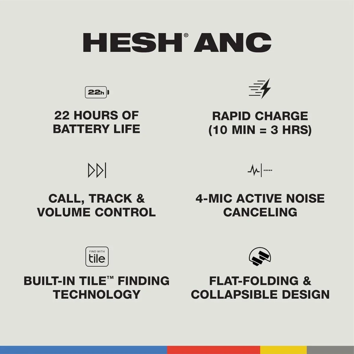 سماعات رأس فوق الأذن Skullcandy Hesh ANC لاسلكية بتقنية بلوتوث، 22 ساعة، Mod White - Thumbnail 2