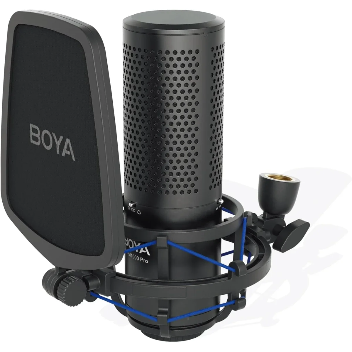 ميكروفون مكثف Boya BY-M1000 Pro بغشاء كبير مع حامل صدمات وفلتر بوب
