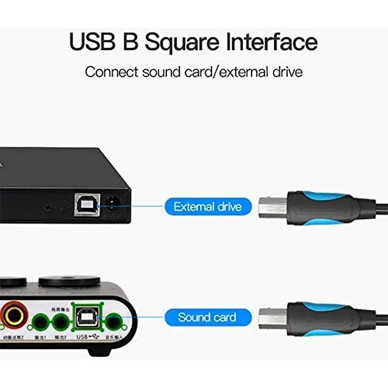 كيبل طابعة Vention COQ USB 2.0 من A ذكر إلى B ذكر، 480Mbps، 5 متر، PVC أسود - Thumbnail 6