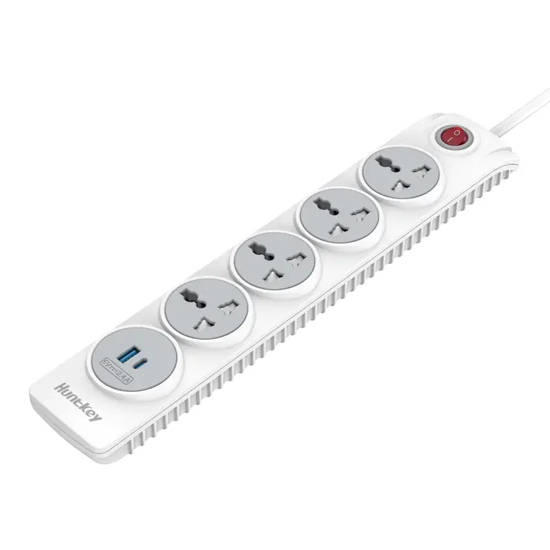 مشترك كهرباء Huntkey SZN507C مع 4 مخارج عالمية وUSB-A وUSB-C، 3 متر، 5V 2.4A - Image 2