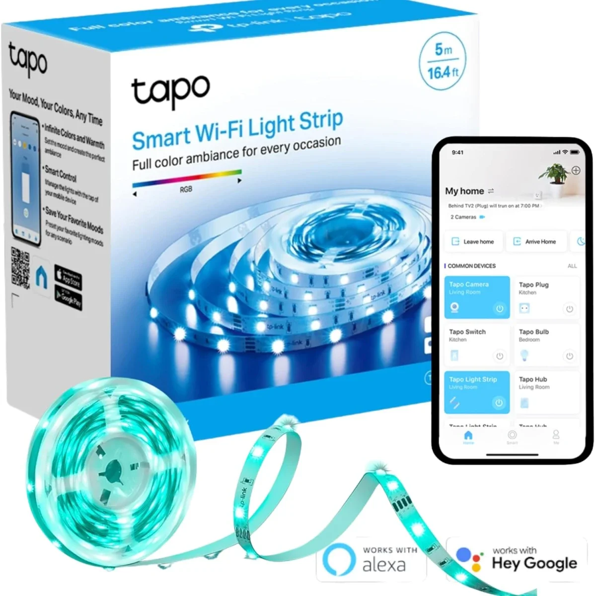 شريط اضاءه LED ذكي TP-LINK Tapo L900-5 Wi‑Fi RGB بطول 5 متر