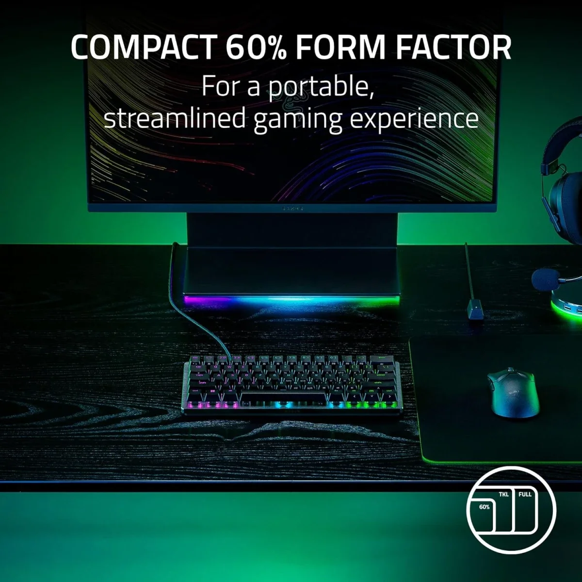 كيبورد ألعاب Razer Huntsman V3 Pro Mini بحجم 60% مع سويتشات أنالوج أوبتيكال - أسود - Thumbnail 10