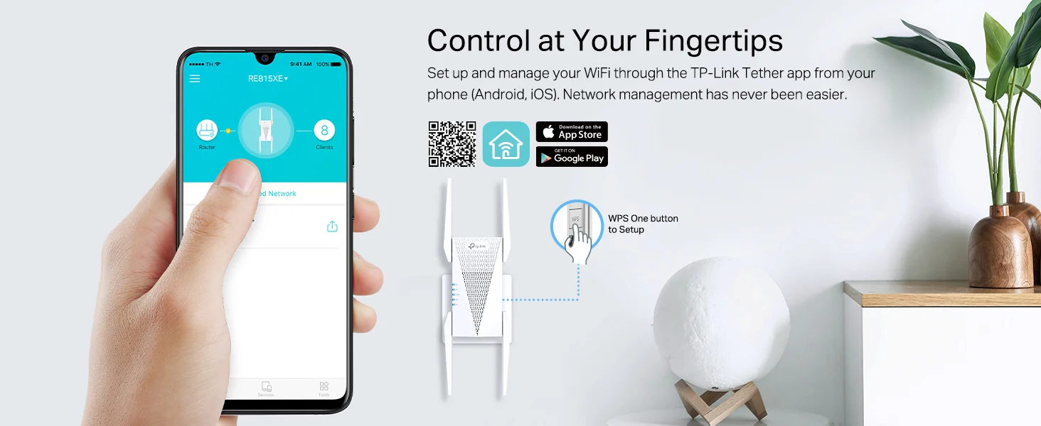 TP-LINK RE815XE AXE5400 Tri-Band Mesh Wi-Fi 6E Range Extender with 1 Gigabit Port - Image 11