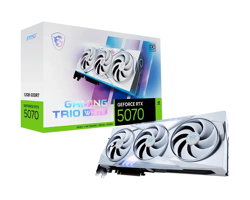 كرت شاشه MSI GeForce RTX 5070 GAMING TRIO OC WHITE سعه 12GB