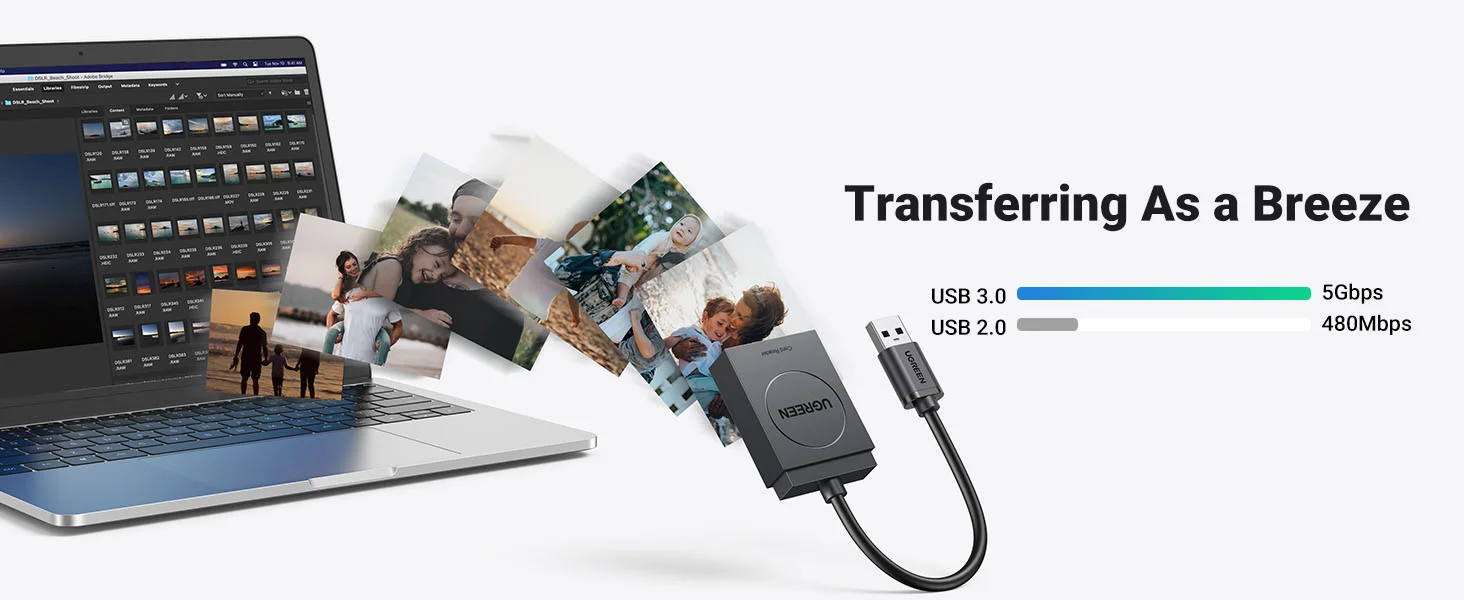 قارئ بطاقات Ugreen CR127 / 20250 2 في 1 USB 3.0 لبطاقات SD وTF microSD - Image 10