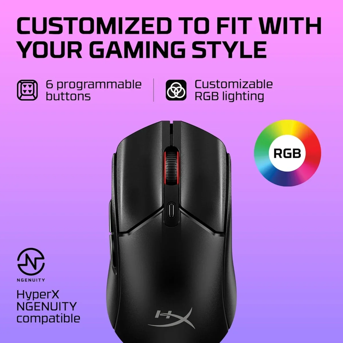 ماوس ألعاب HyperX Pulsefire Haste 2 Core لاسلكي وبلوتوث 59 جم أسود - Thumbnail 5