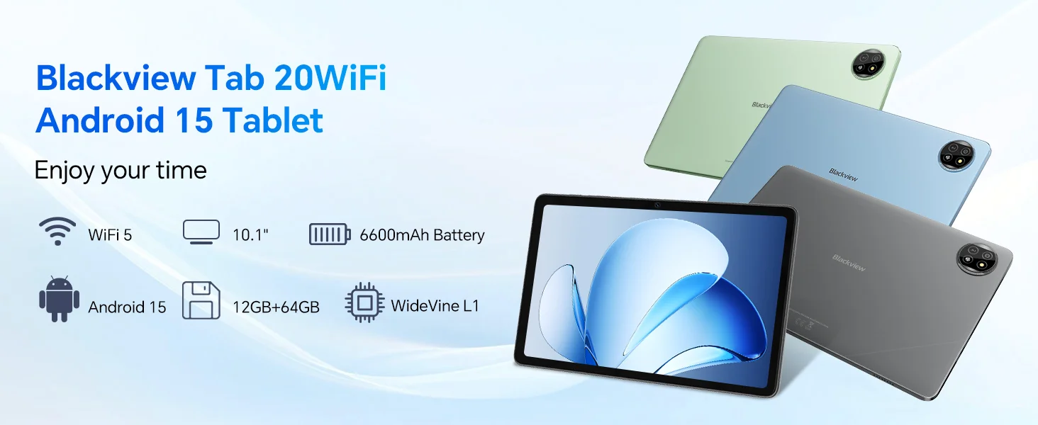 تابلت BlackView Tab 20 واي فاي 10 إنش أندرويد 15 رام 4+8GB وسعة 64GB أزرق Storm Blue - Thumbnail 9