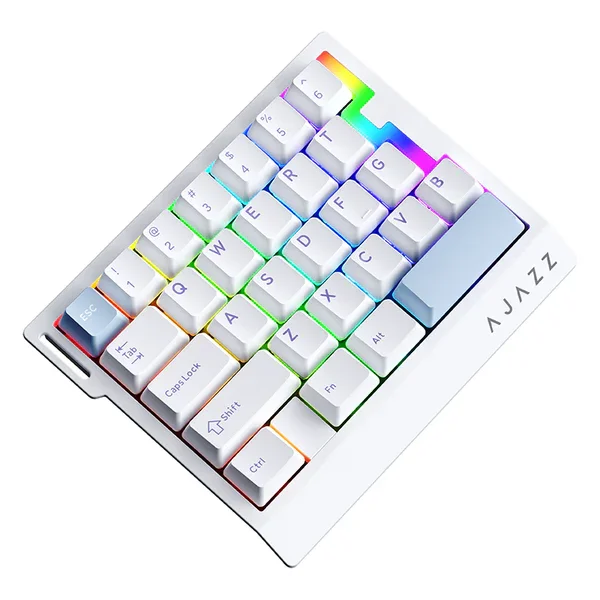 كيبورد ألعاب AJAZZ AK029 ميكانيكي سلكي RGB، 29 مفتاح، سويتشات Ice Island قابلة للتبديل، أبيض وأزرق - Image 4