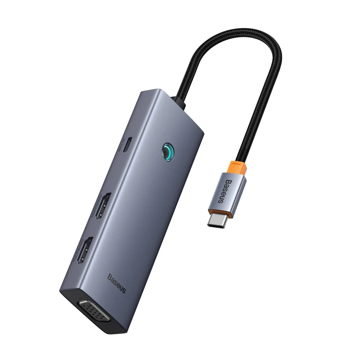 Baseus PortalJoy Series 7-Port Triple-Display USB-C Hub with 4K HDMI, VGA, USB & PD - Space Grey - Image 6