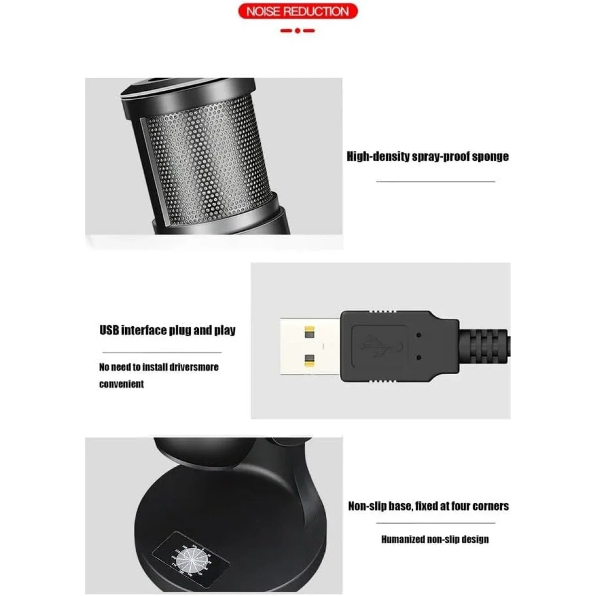 ميكروفون Jmary MC-PW9 USB سلكي RGB للتسجيل - أسود - Image 7