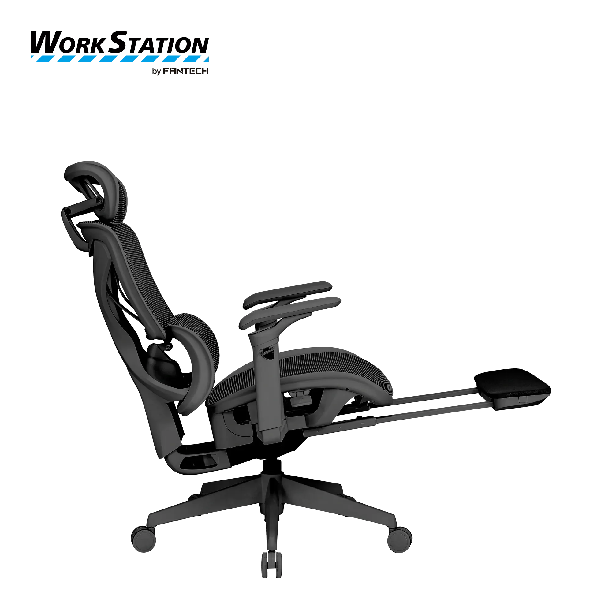كرسي مكتب مريح - اماله حتي 135° مع 4 وضعيات قفل للعمل والراحه والاسترخاء - اسود - نوع Fantech Workstation CW2 Denver