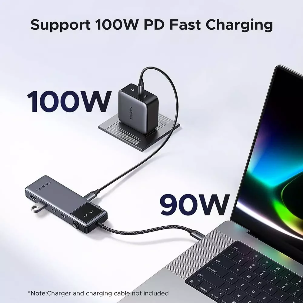 Ugreen UNO 35998 6-in-1 USB-C Hub, 4K@60Hz HDMI, 100W USB-C PD, 2x 10Gbps USB-C & 2x 10Gbps USB-A, LED Display - Thumbnail 7