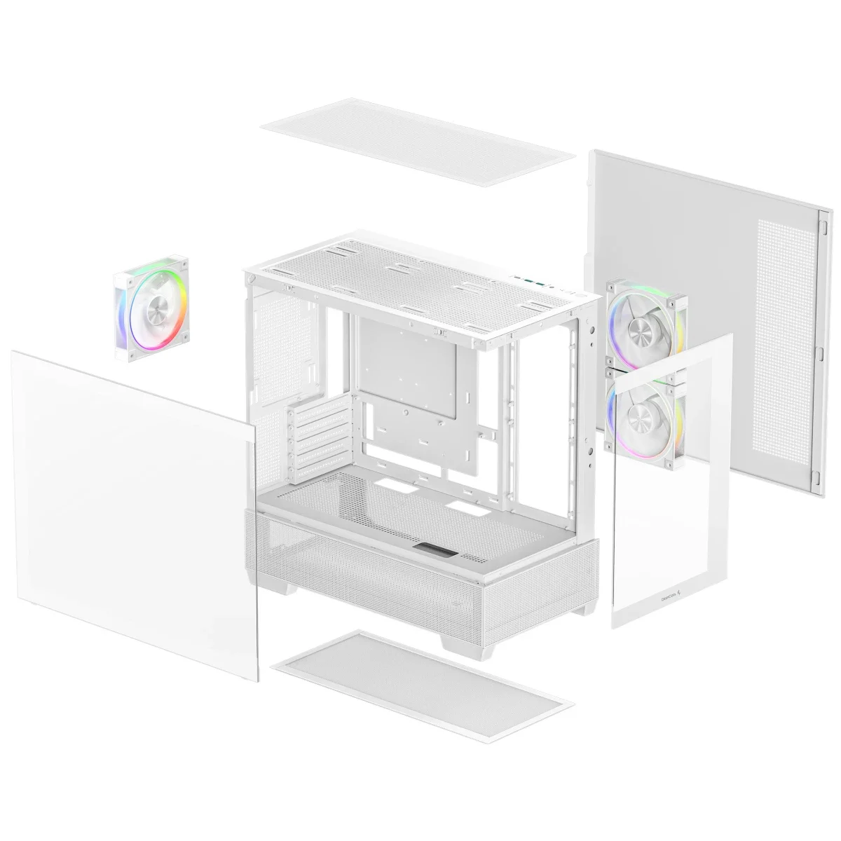 هيكل كمبيوتر DeepCool CG380 3F بانورامي ATX ميد تاور مع 3 مراوح ARGB مثبتة مسبقًا، دعم ردياتير 360mm + 240mm، أبيض - Thumbnail 2
