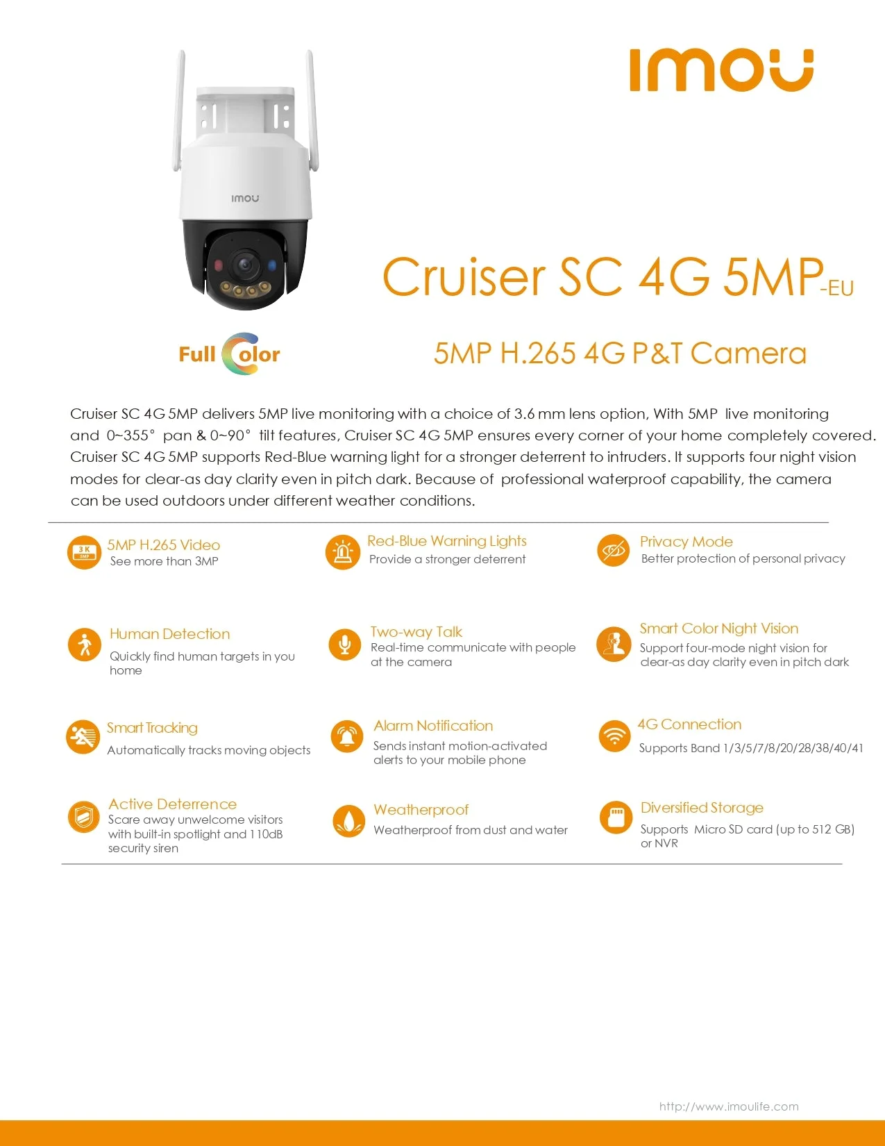 IMOU Cruiser SC 4G Outdoor Security Camera 5MP Full-Color Night Vision AI Human Detection IP66 - Image 9