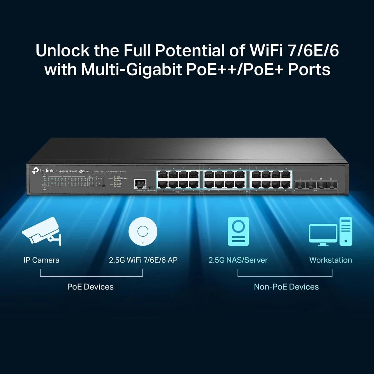سويتش مُدار TP-LINK Omada SG3428XPP-M2 V2 مزود بـ 24 منفذ 2.5G PoE++ و4 منافذ 10G SFP+ - Thumbnail 4