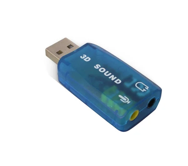كرت صوت USB خارجي مع منفذ سماعات ومنفذ مايكروفون