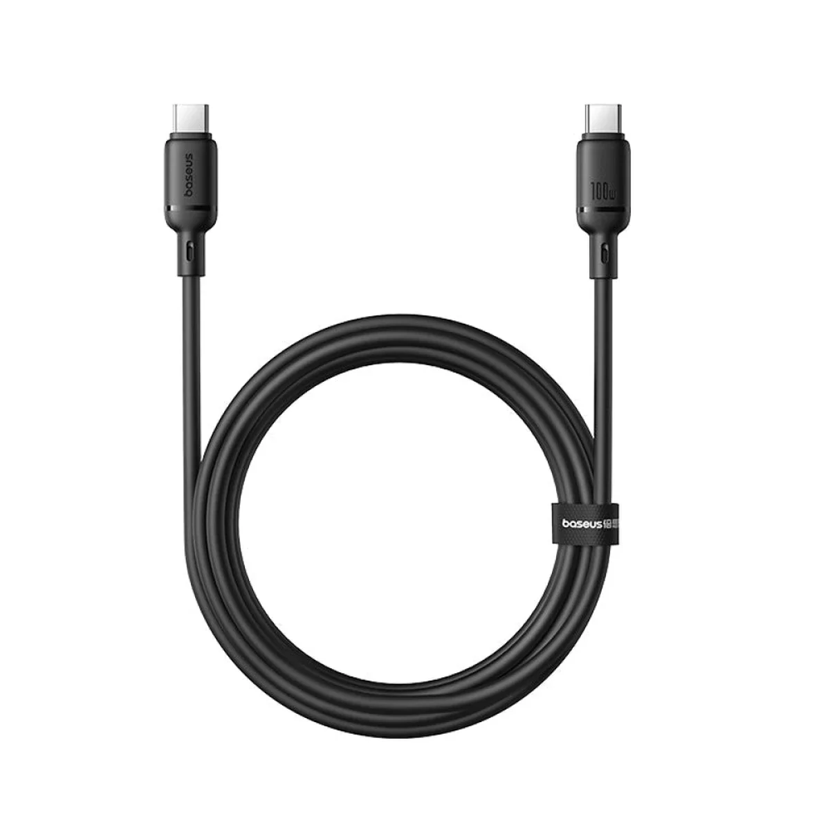كابل شحن سريع Baseus P10377704113-01 Silky Series من USB-C إلى USB-C بقوة 100W، 2 متر، أسود