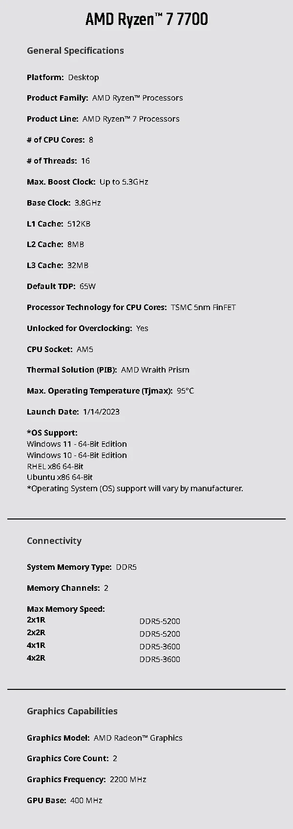 AMD Ryzen 7 7700 8-Core AM5 Desktop Processor Tray - Image 14
