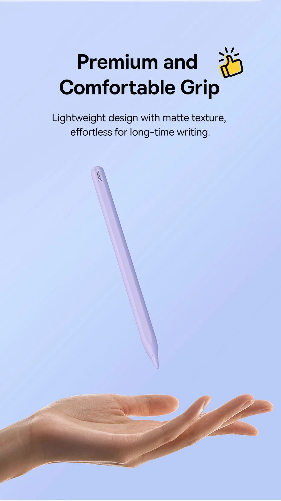 قلم لمس نشط Baseus Smooth Writing 2 Series Stylus Lite بمؤشرات LED، أبيض - Thumbnail 25