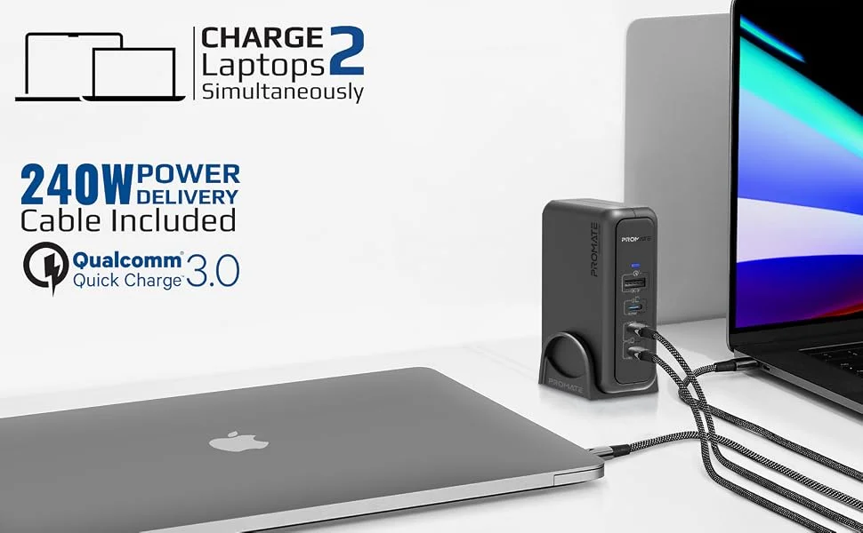 Promate GaNPort-140W 140W GaN Laptop Charger with 100W and 30W USB-C PD Ports - Image 10