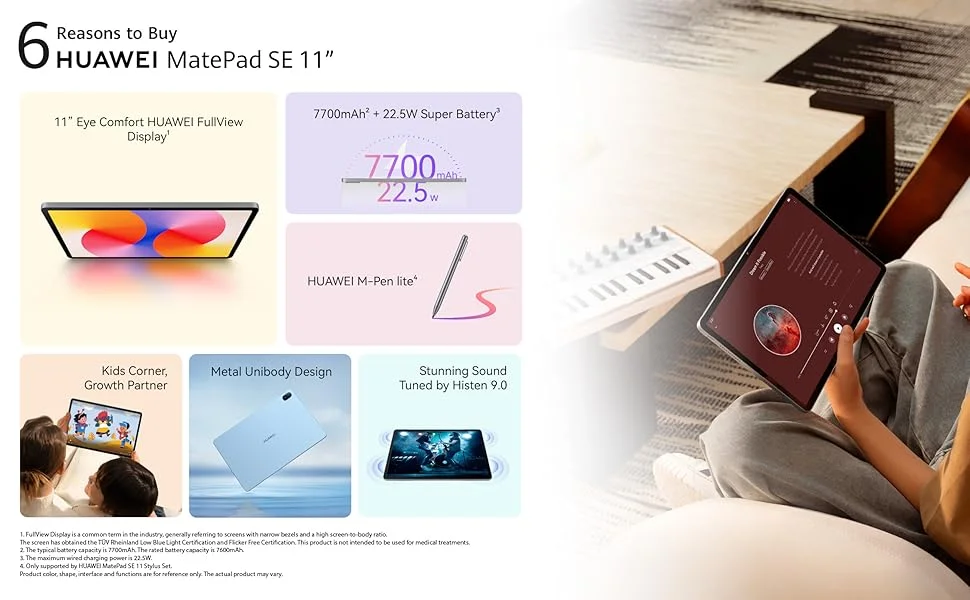 جهاز لوحي HUAWEI MatePad SE 11 (2025) أندرويد واي فاي 11.0 إنش، 8GB رام، 128GB، رمادي - Thumbnail 11