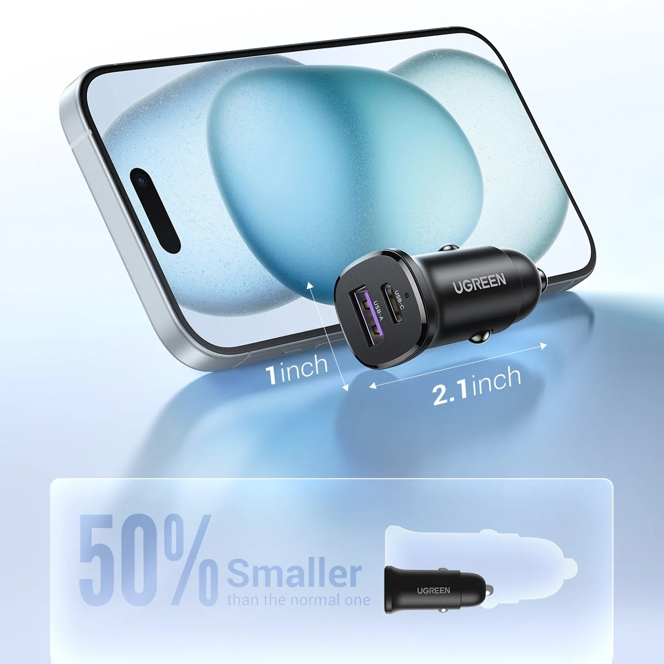 Ugreen 25845 Car Charger USB-C and USB-A 30W - Image 3