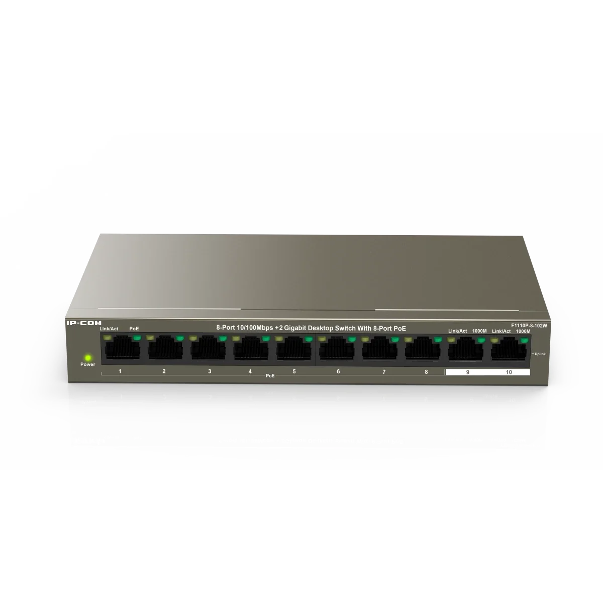 سويتش IPCOM F1110P-8-63W غير مُدار PoE بـ10 منافذ