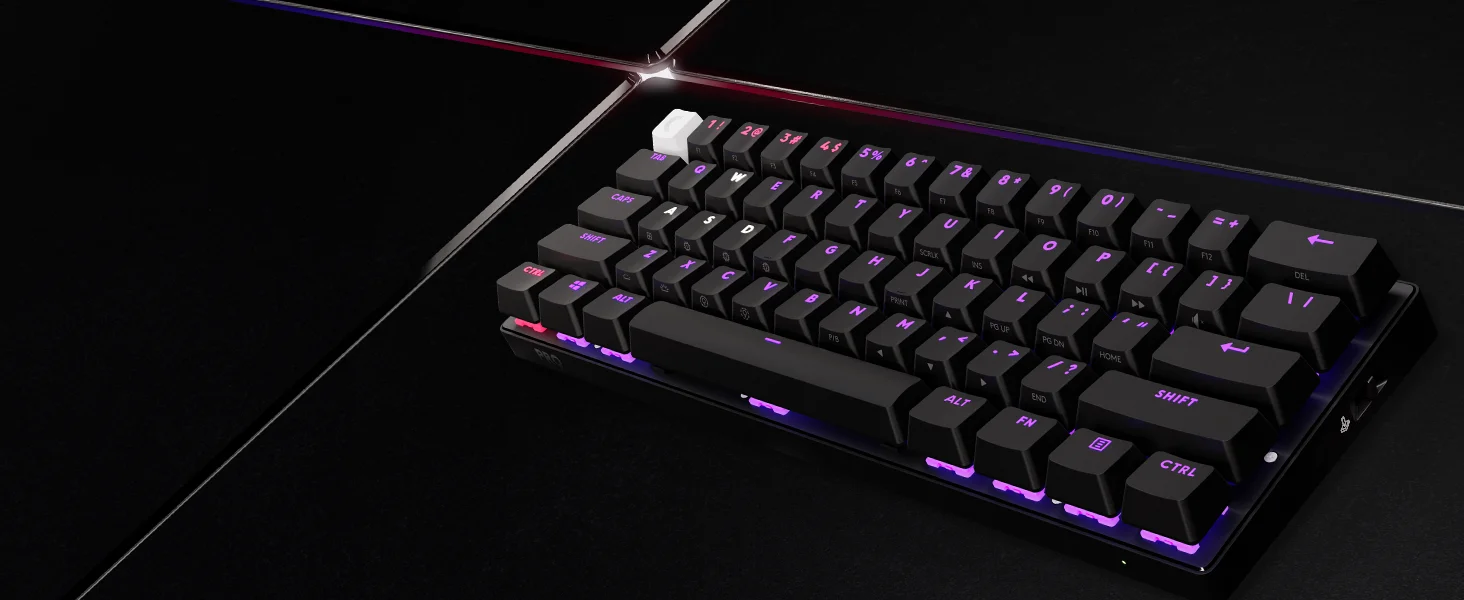 لوحة مفاتيح ألعاب Logitech G PRO X 60 LIGHTSPEED ميكانيكية لاسلكية 60% بمفاتيح GX البصرية اللمسية - أسود - Thumbnail 16