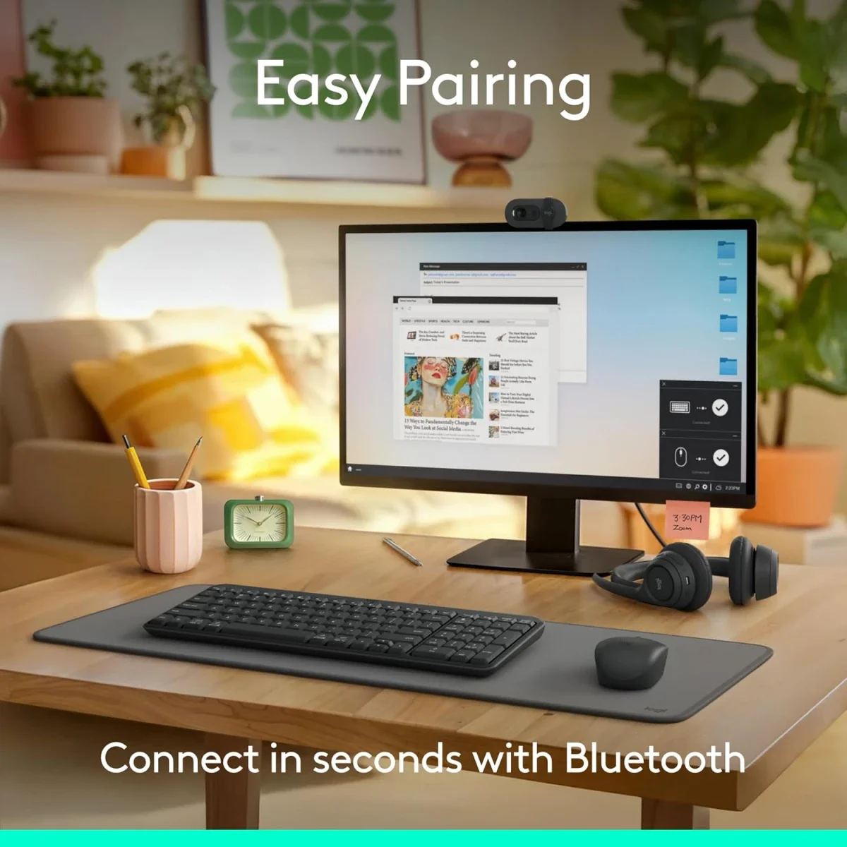Logitech MK250 Bluetooth Keyboard & Mouse Combo, Arabic/English Layout, Graphite - Image 2