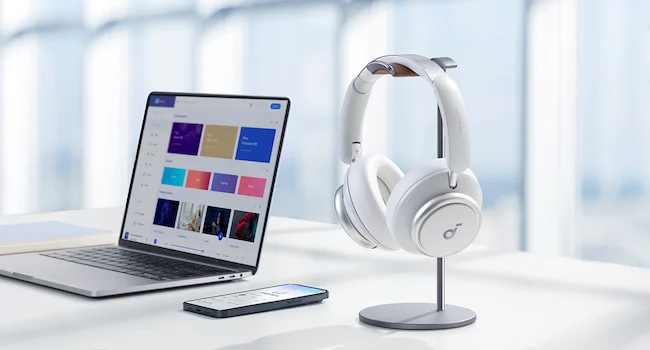 سماعات Anker Soundcore Space Q45 بعزل ضوضاء تكيفي ANC، تشغيل 50 ساعة، أبيض - Thumbnail 18