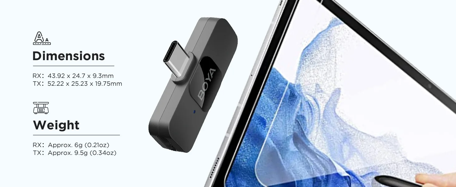 Boya BY-V20 USB-C Wireless Lavalier Microphone with Noise Cancellation - Black - Thumbnail 9