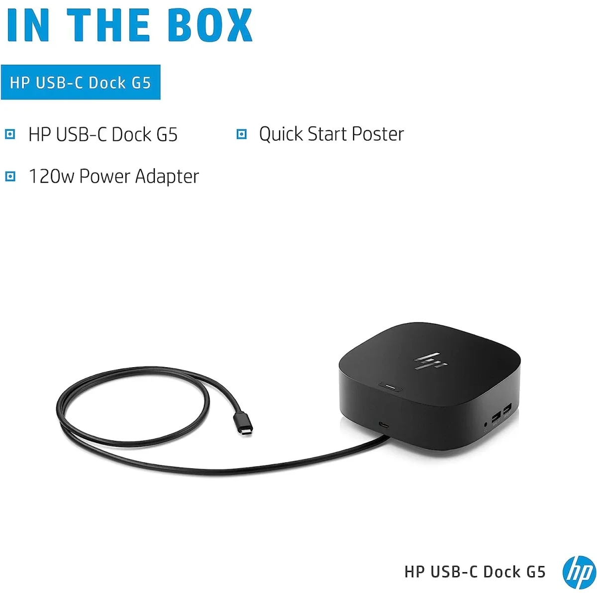 HP USB-C G5 Essential Docking Station with HDMI, 2 DisplayPort, Gigabit LAN and 120W Power Adapter - Image 4