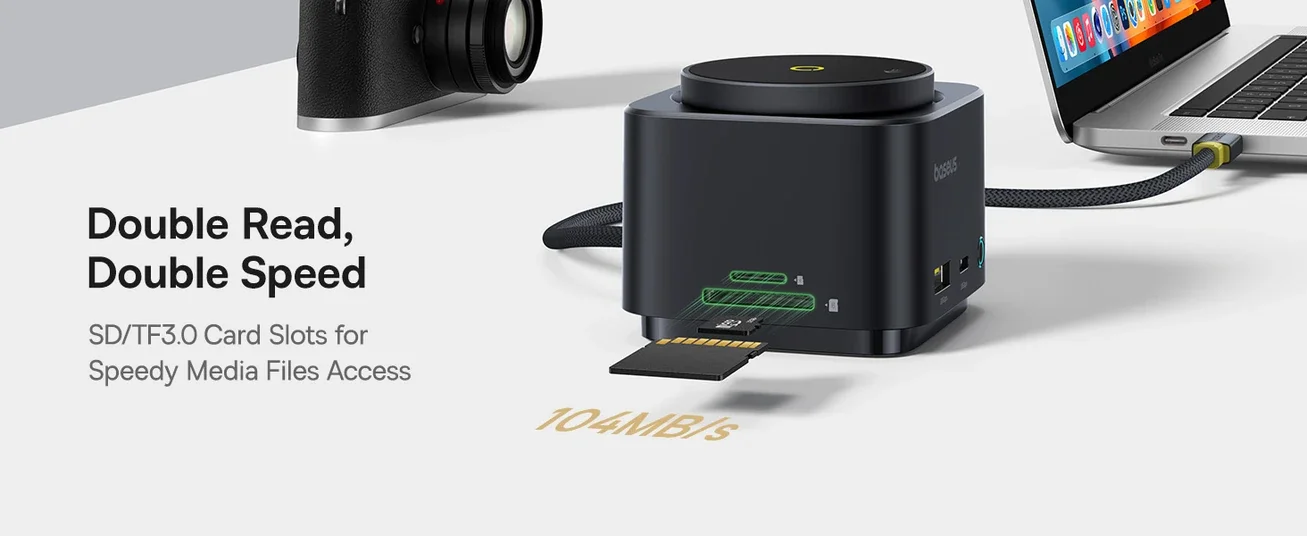 موزع USB-C Baseus MagPro Series II 7 في 1 مع شاحن لاسلكي Qi2 بقدرة 15W ومنفذ HDMI بدقة 4K@60Hz وشحن PD بقدرة 100W وسرعة 10Gbps وقارئ بطاقات SD - أسود - Image 17