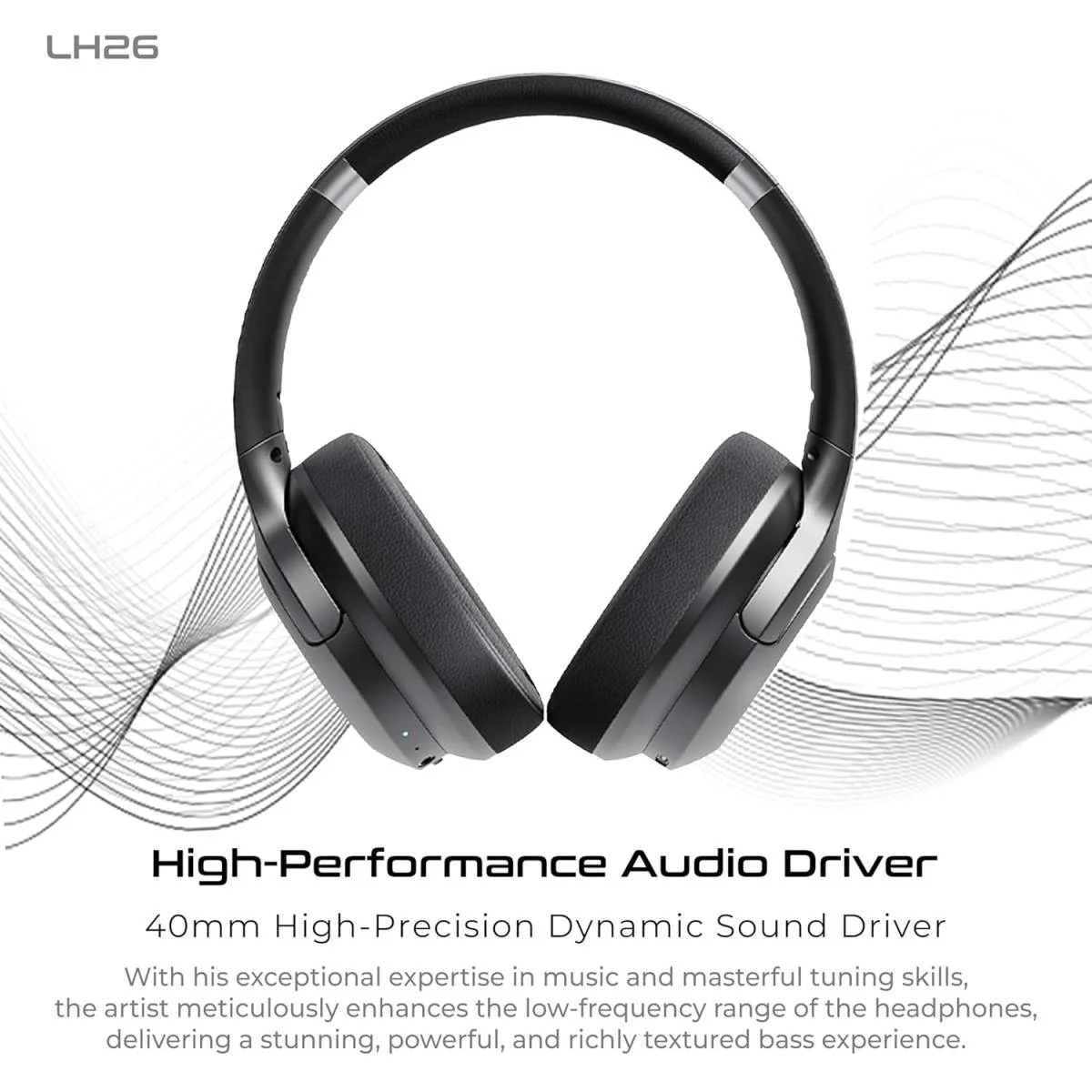 سماعات رأس فوق الأذن Lenyes LH26 لاسلكية مع ANC وBluetooth 5.4 ومحركات 40 مم وتشغيل 31 ساعة - Image 7