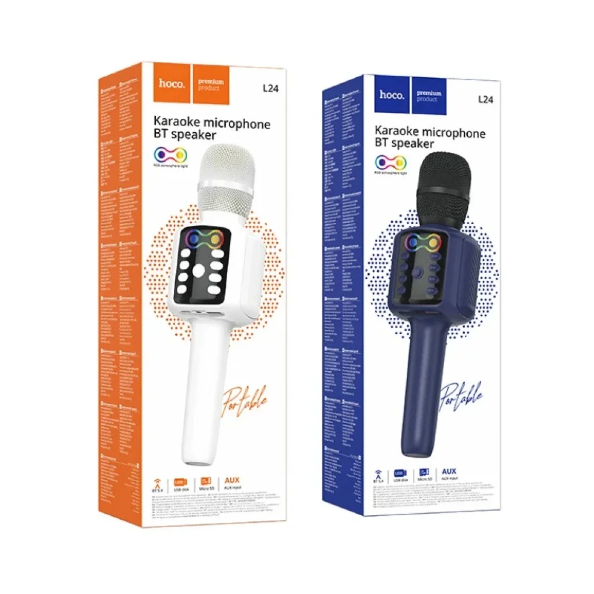 HOCO L24 Bluetooth Karaoke Microphone with Built-In Speaker, White - Thumbnail 5