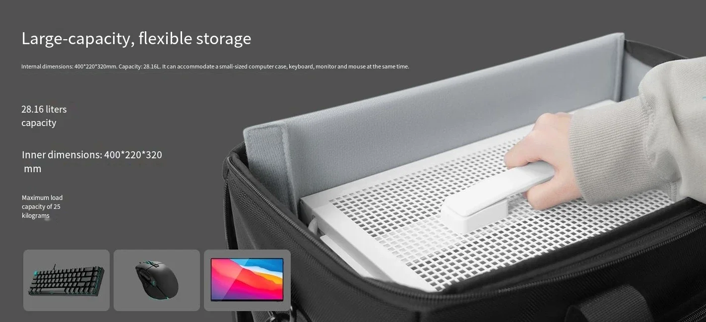حقيبة هيكل كمبيوتر DeepCool CaseFree سعة 28 لتر باللون الأسود - Image 5