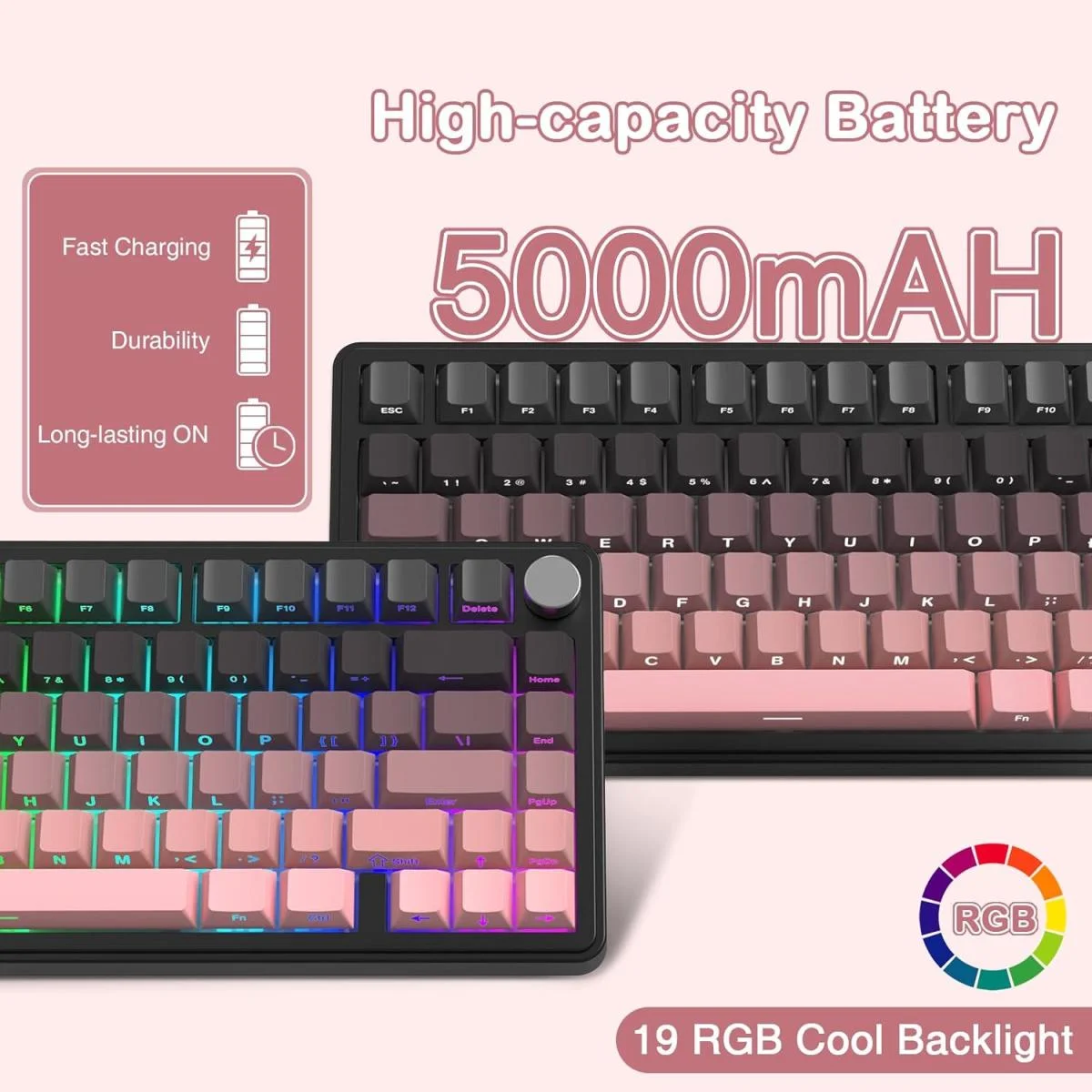 ATTACK SHARK X85 Wireless Mechanical Gaming Keyboard with White Jade Switches - BlackBerry - Image 4