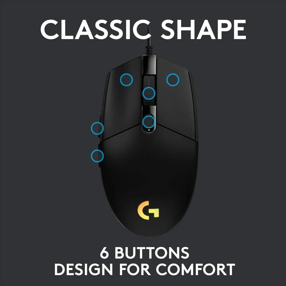 ماوس ألعاب Logitech G203 سلكي بدقة 8,000 DPI وإضاءة LIGHTSYNC RGB، أسود - Thumbnail 5