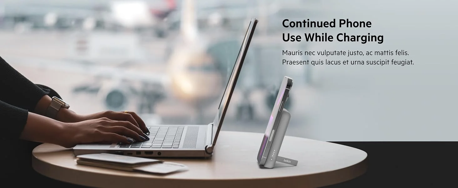 باور بانك لاسلكي Belkin BoostCharge بسعة 5000mAh وشحن MagSafe بقدرة 7.5W مع حامل منبثق - أبيض - Thumbnail 10