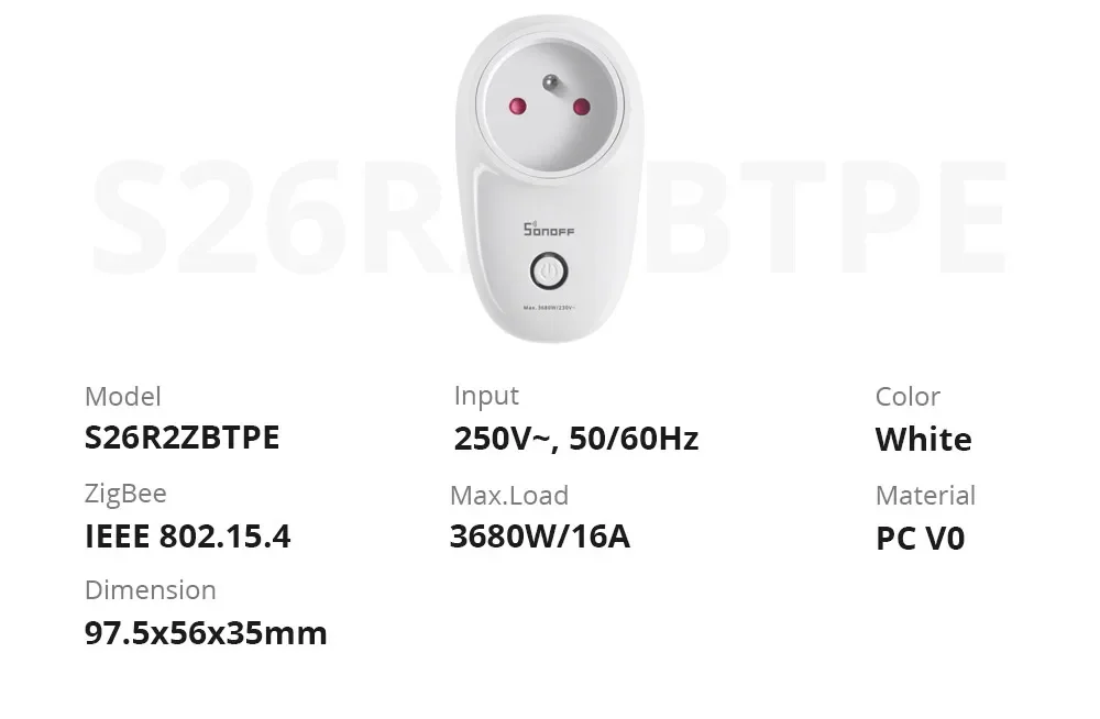 SONOFF S26R2ZBTPF-CFH Zigbee 3.0 Smart Plug 16A EU with Energy Monitoring - Thumbnail 22